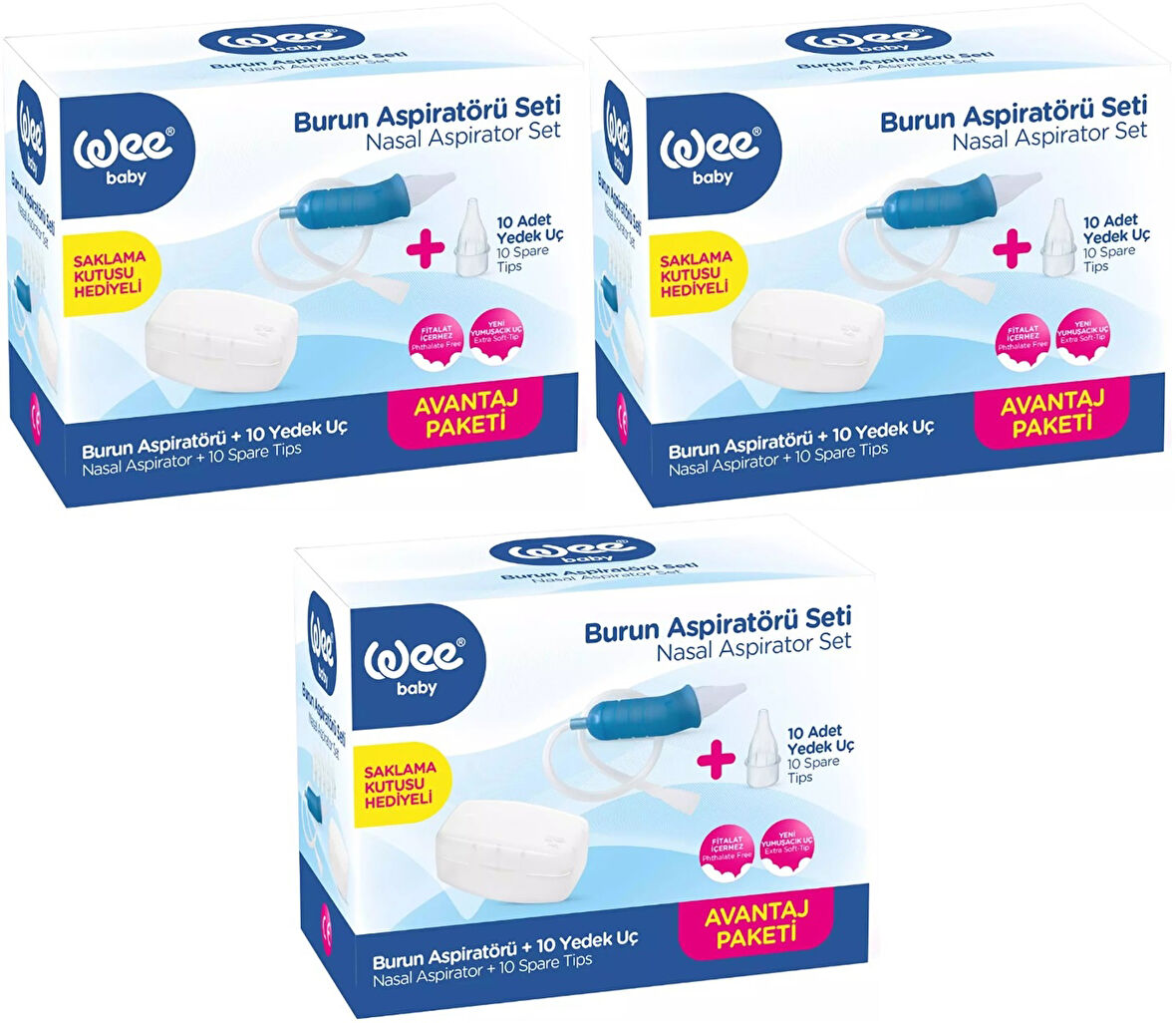 Wee Baby Burun Aspiratörü Seti Şeffaf (WEE945) (3 Lü Set)
