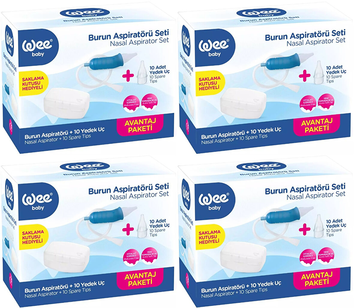 Wee Baby Burun Aspiratörü Seti Şeffaf (WEE945) (4 Lü Set)