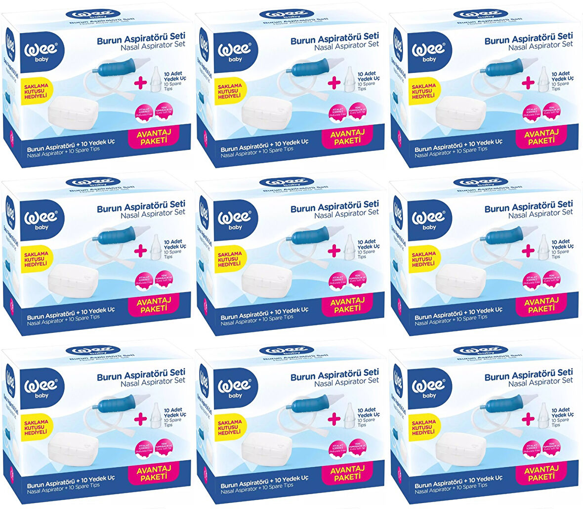 Wee Baby Burun Aspiratörü Seti Şeffaf (WEE945) (9 Lu Set)