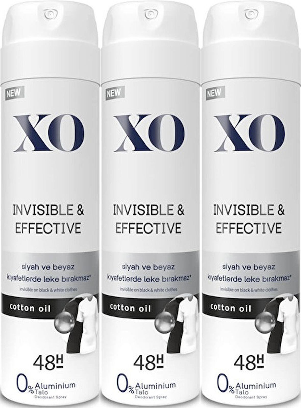 XO Deodorant 150ML Women-Kadın Invisible & Effective (3 Lü Set)