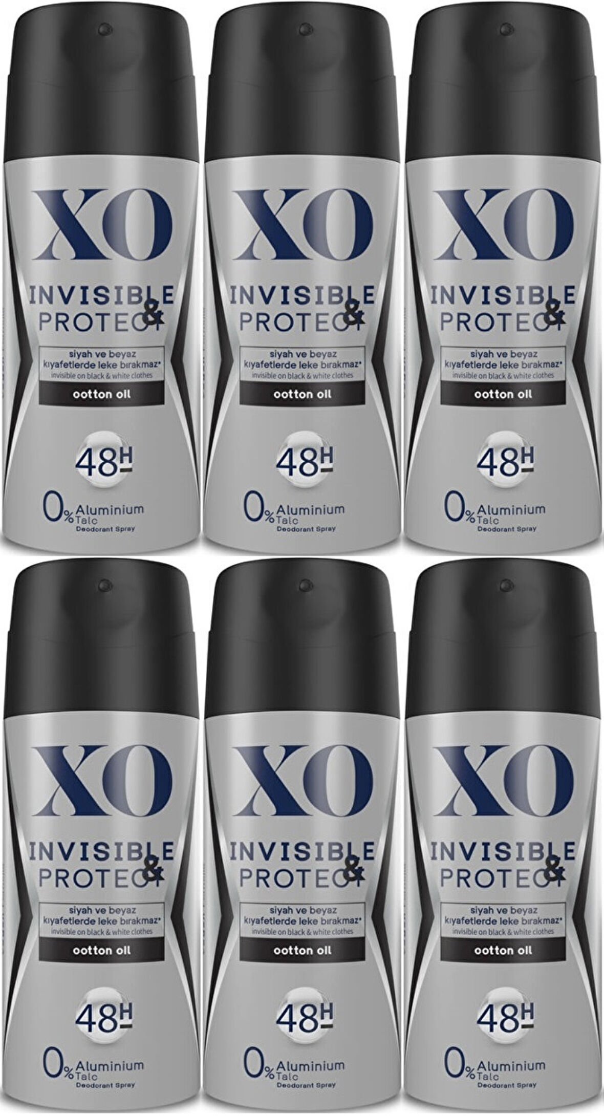 XO Deodorant 150ML Men-Erkek Invisible & Protect (6 Lı Set)