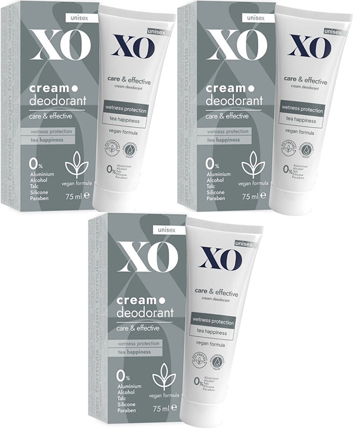 XO Krem Deodorant 75ML Unisex Care & Effective Parfümlü (3 Lü Set)