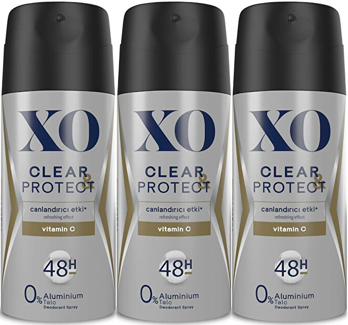 XO Deodorant 150ML Men-Erkek Clear & Protect (3 Lü Set)