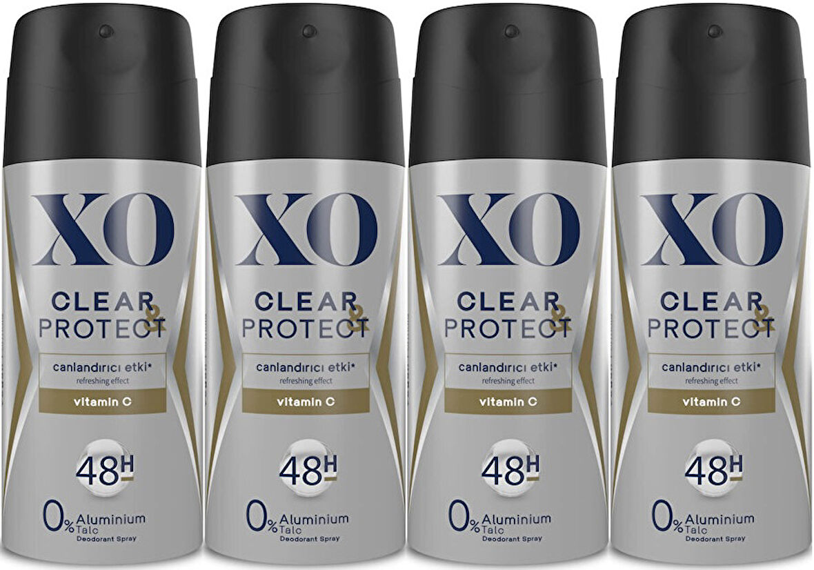 XO Deodorant 150ML Men-Erkek Clear & Protect (4 Lü Set)