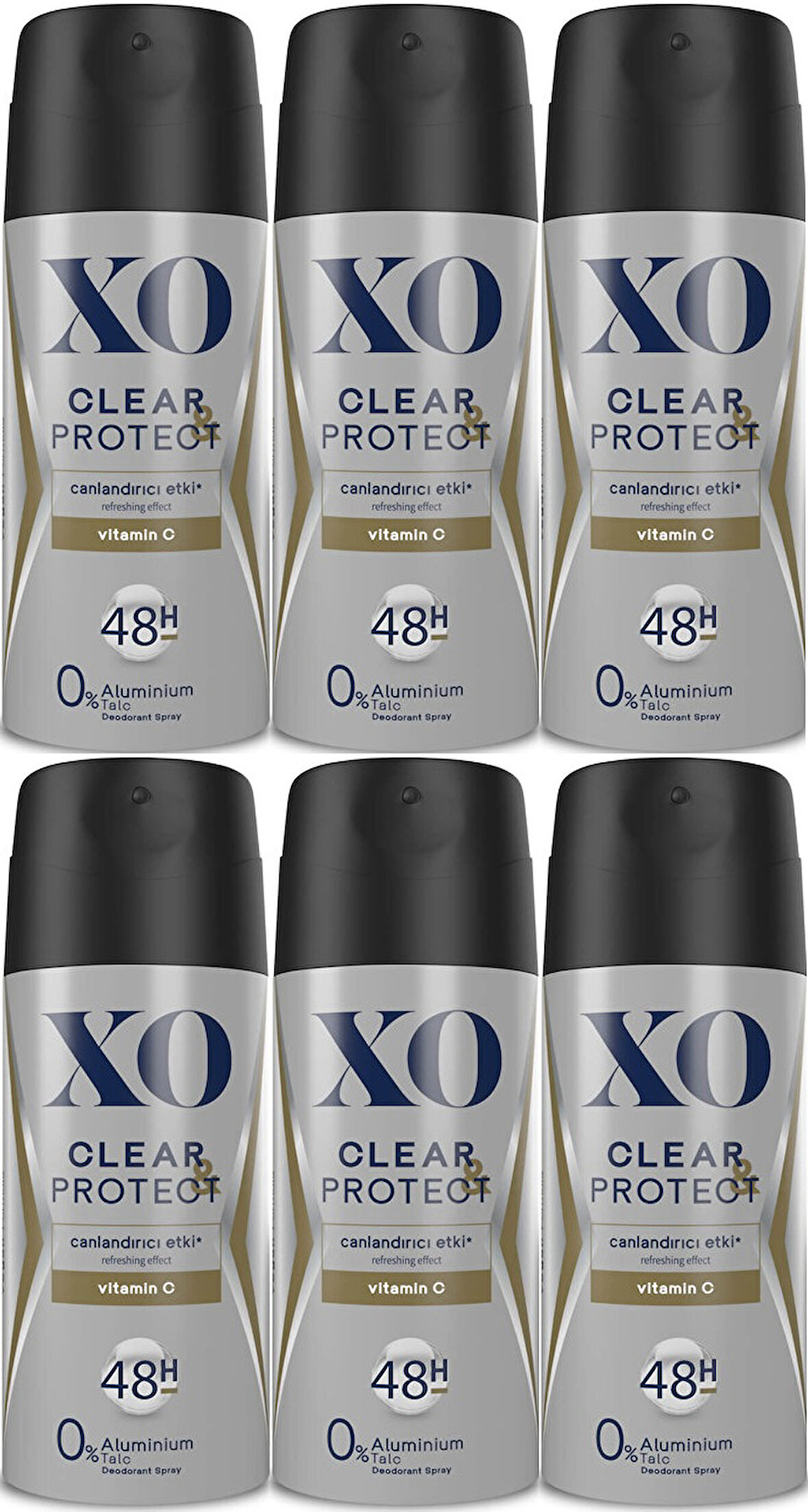 XO Deodorant 150ML Men-Erkek Clear & Protect (6 Lı Set)