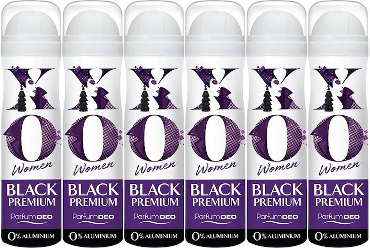 XO Deodorant 150ML Women-Kadın Black Premium (6 Lı Set)