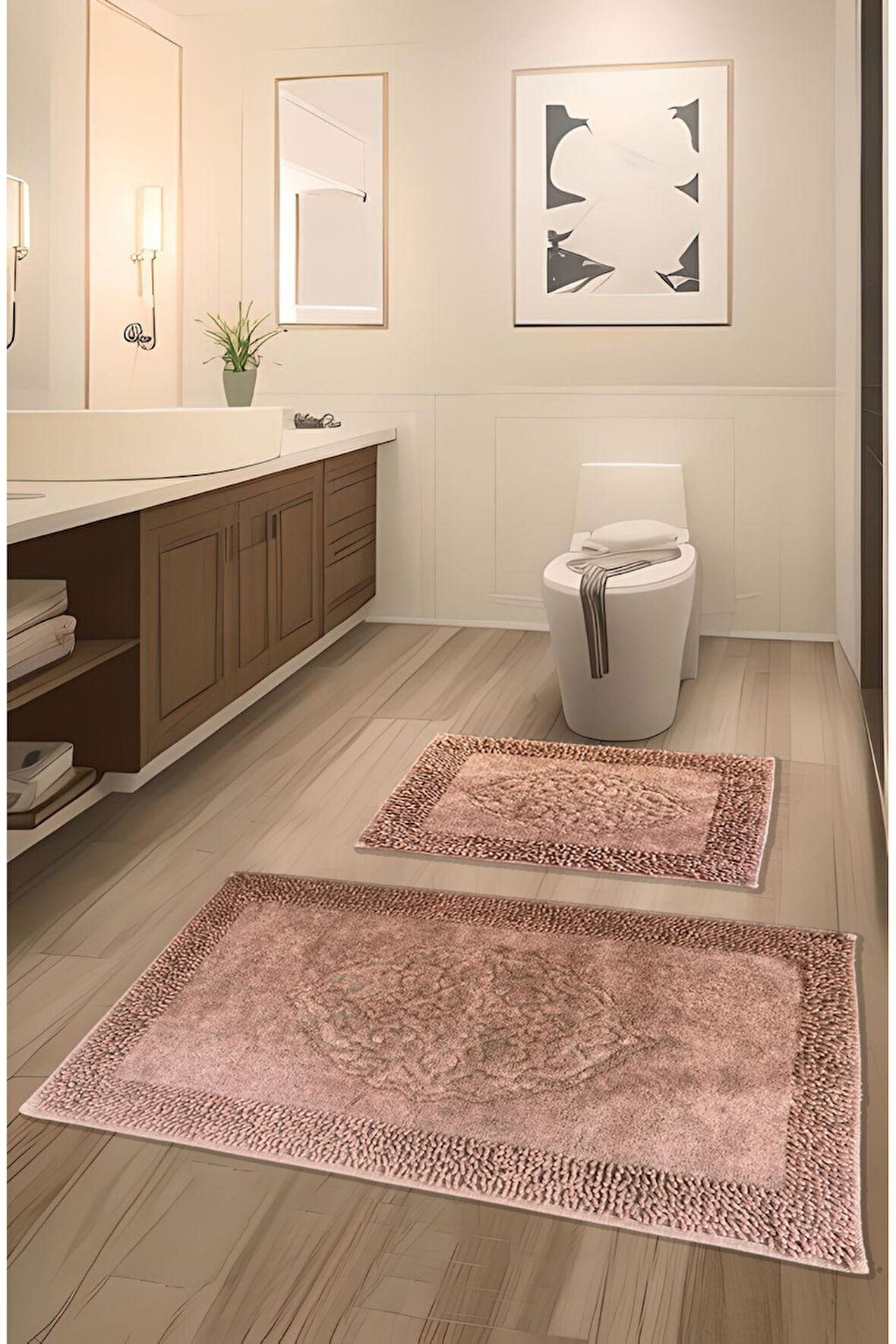 Pamukkent Yumuşacık, Süper Emici 2'li 100% Pamuk Ultra Lüks Banyo Paspası Seti