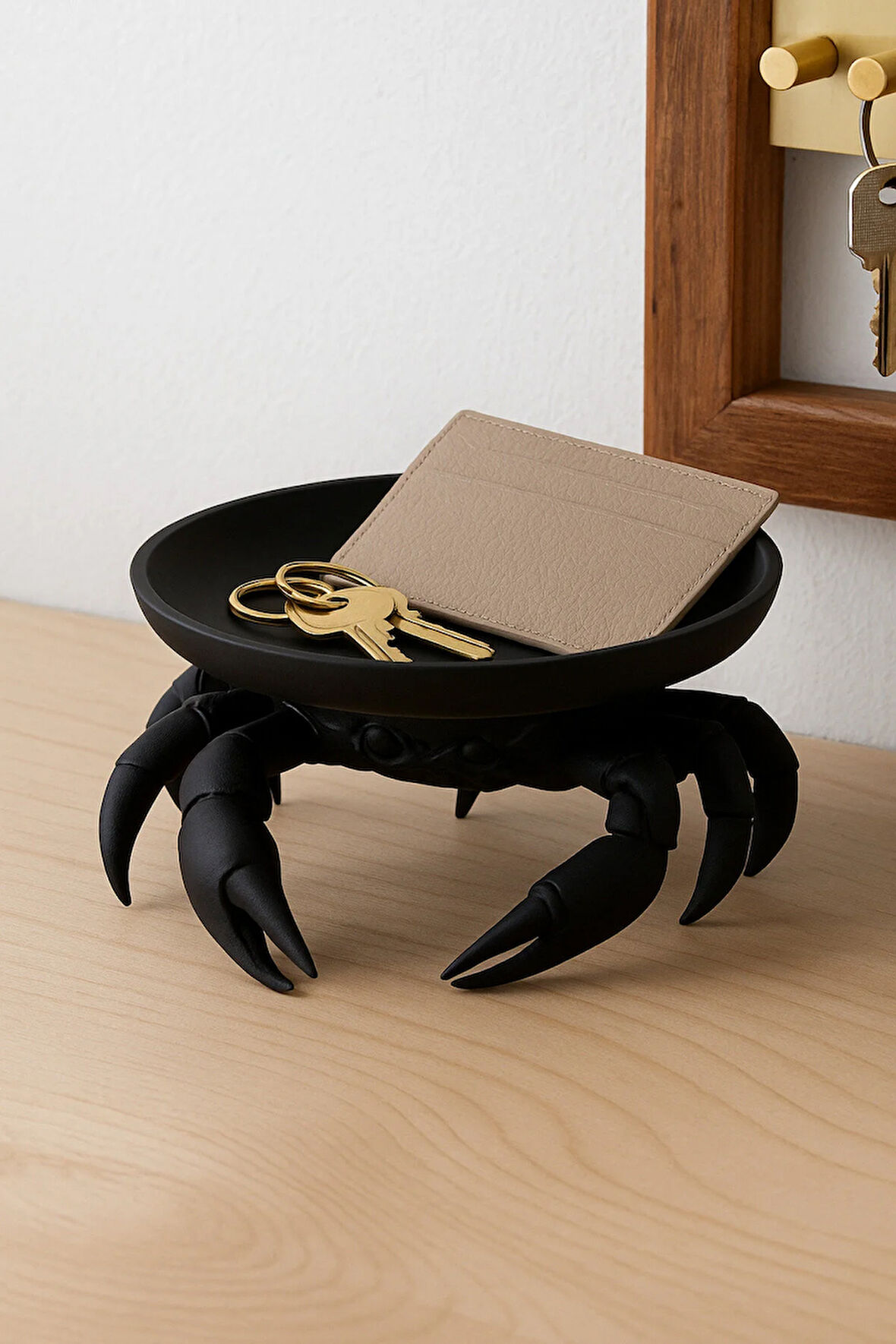 Dekoratif Yengeç Figürü Siyah Pratik Ev Gereçleri Çok Amaçlı Sunum Tabak 16 X 16 Cm