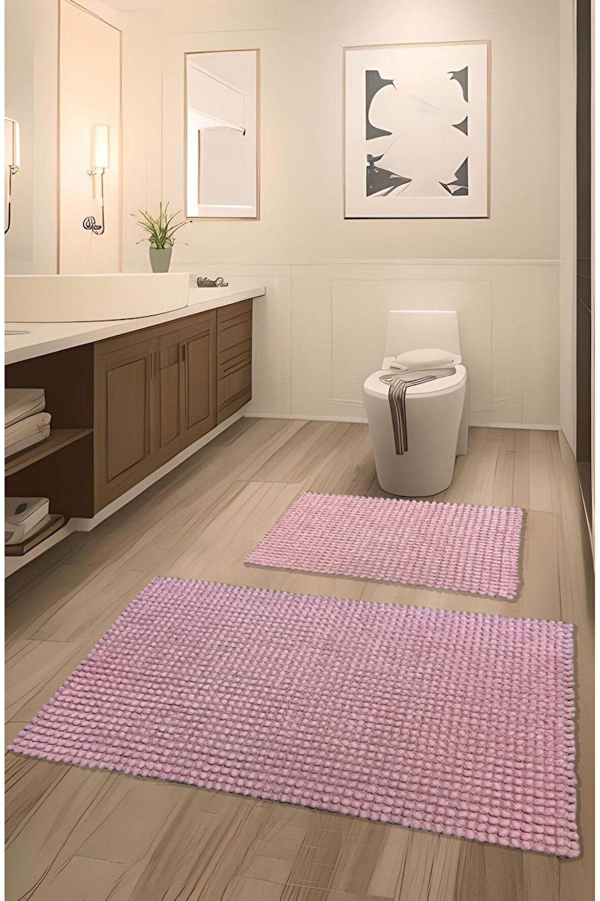 Pamukkale Yumuşacık, Süper Emici 2'li %100 Pamuk Ultra Lüks Banyo Paspası Seti