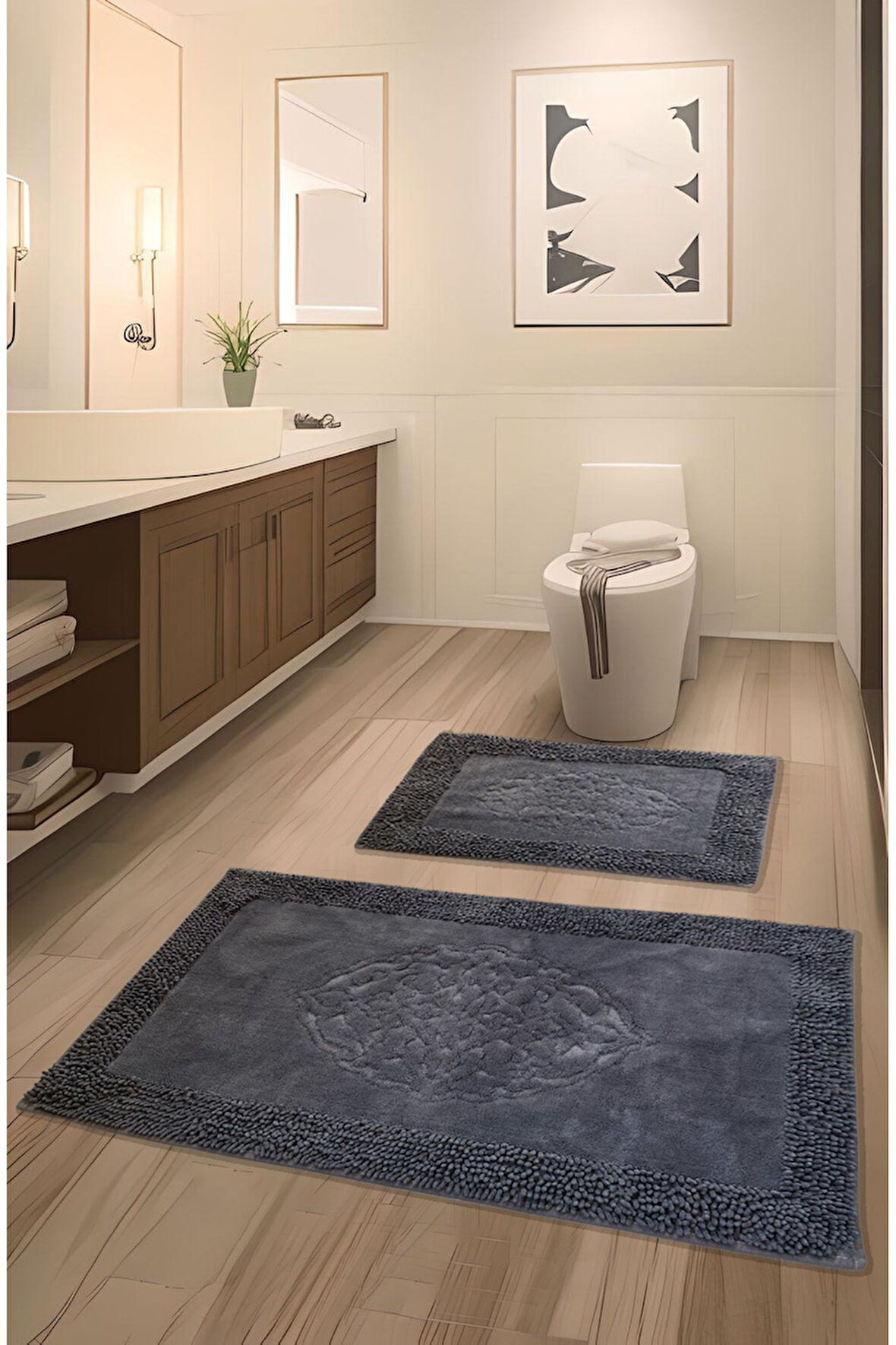 Pamukkent Yumuşacık, Süper Emici 2'li 100% Pamuk Ultra Lüks Banyo Paspası Seti