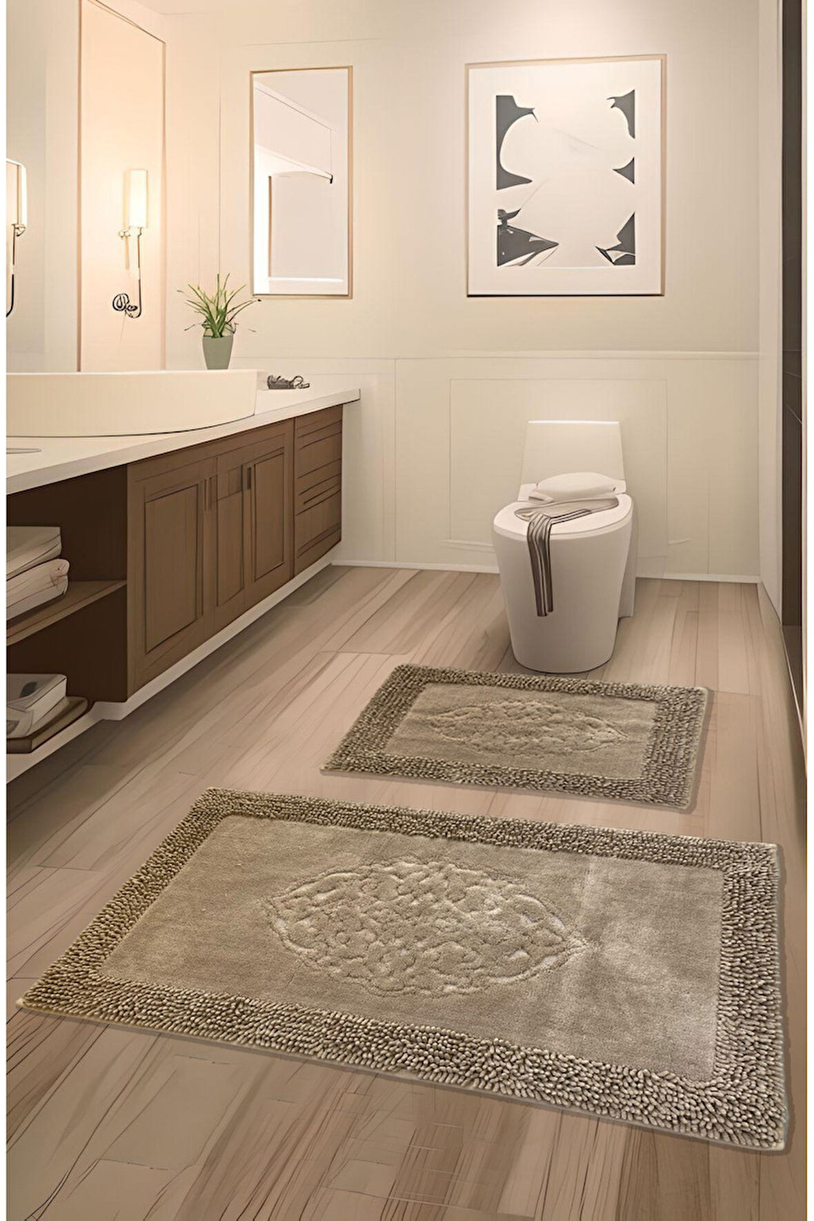 Pamukkent Yumuşacık, Süper Emici 2'li 100% Pamuk Ultra Lüks Banyo Paspası Seti