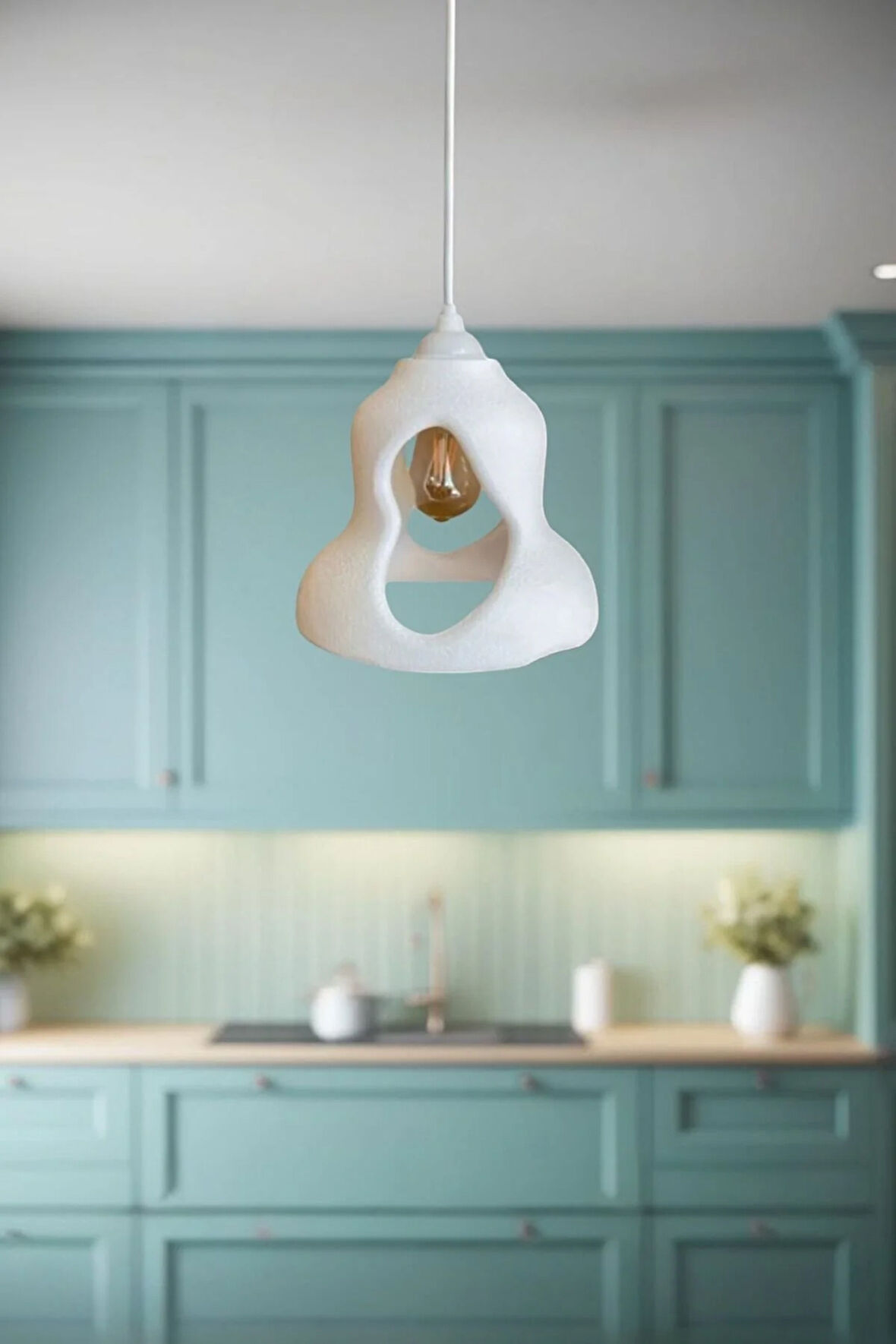 Rustik İskandinav Serisi Beton Görünümlü Tekli Avize Sarkıt Çevre Dostu Avize Salon Mutfak