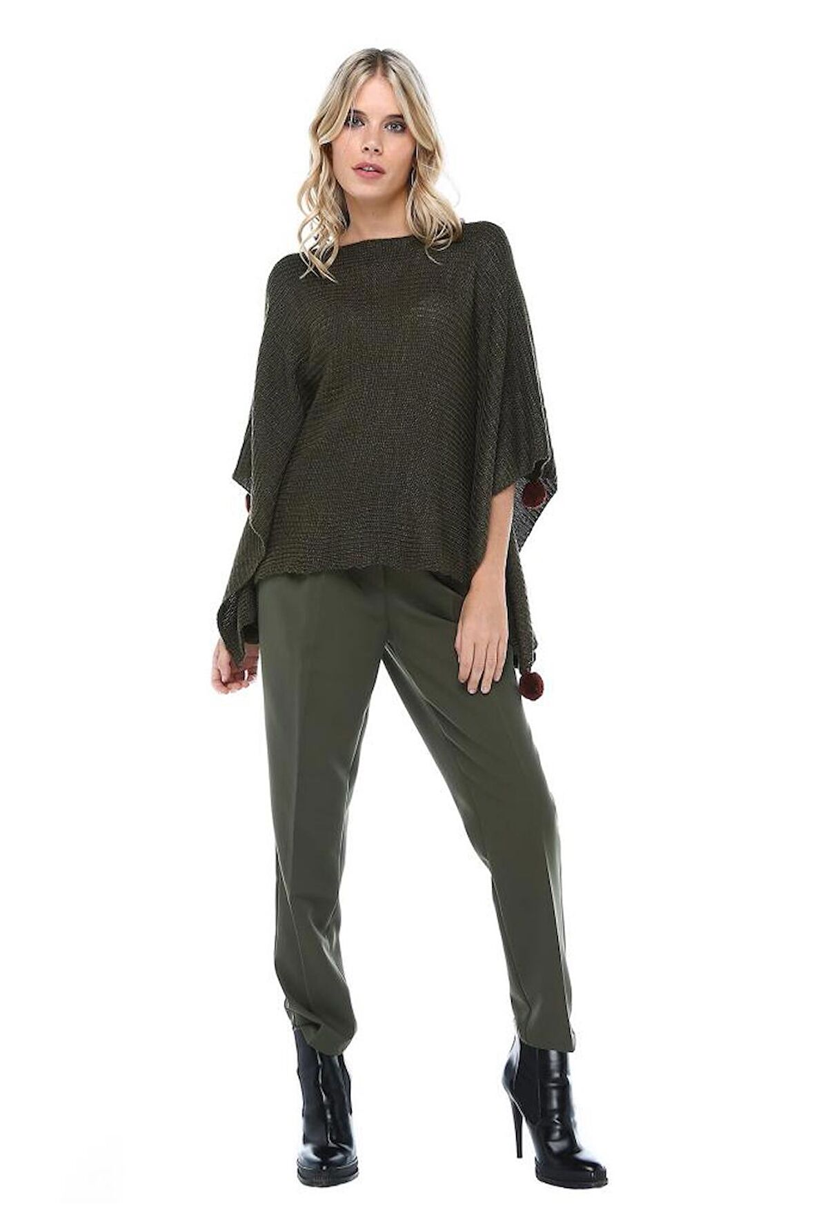 Belden Lastikli Haki Bilek Kadın Pantolon