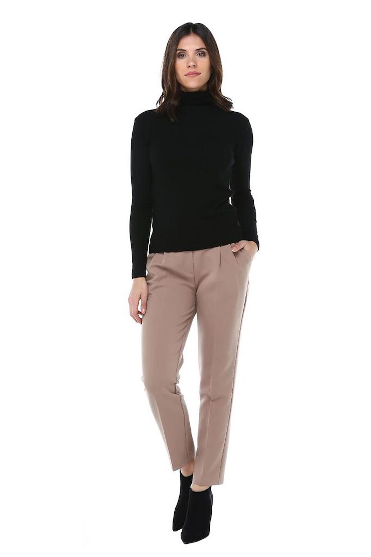 Belden Lastikli Vizon Bilek Kadın Pantolon