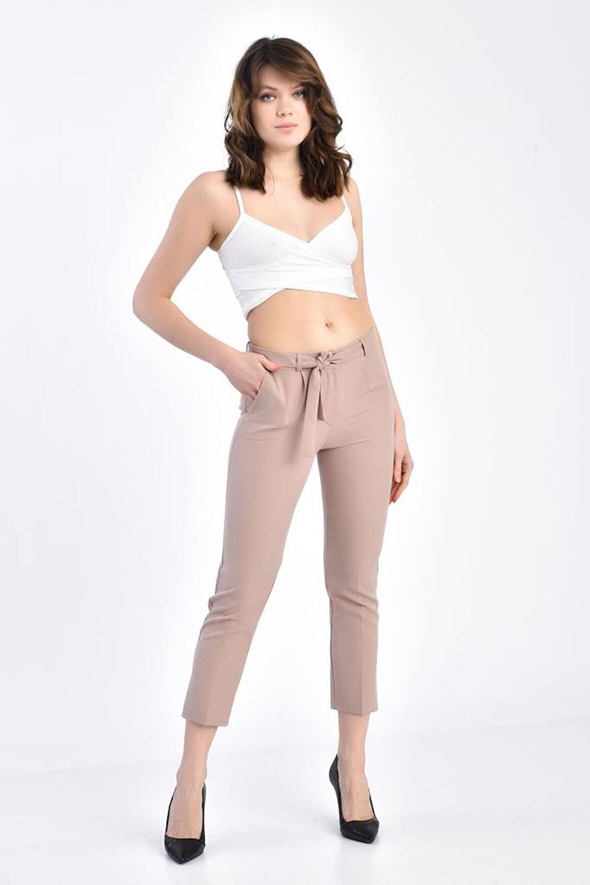 Kuşaklı Vizon Bilek Kadın Pantolon