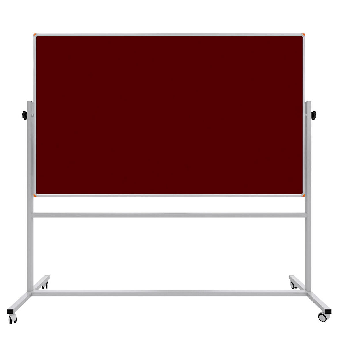 90X120 CM ÇİFT TARAFLI 360° DÖNERLİ TEKERKLİ MOBİL BORDO KUMAŞLI PANO-PAN186