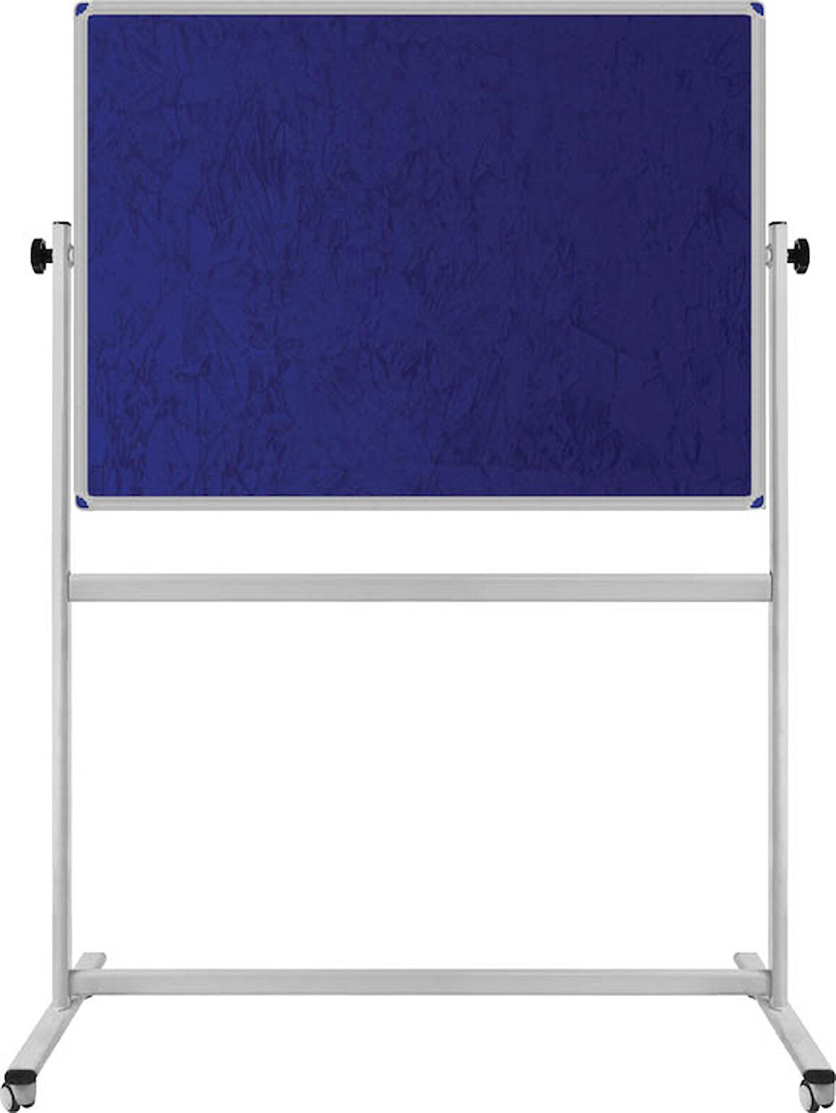 90X120 CM ÇİFT TARAFLI 360° DÖNERLİ TEKERKLİ MOBİL MAVİ KUMAŞLI PANO-PAN186