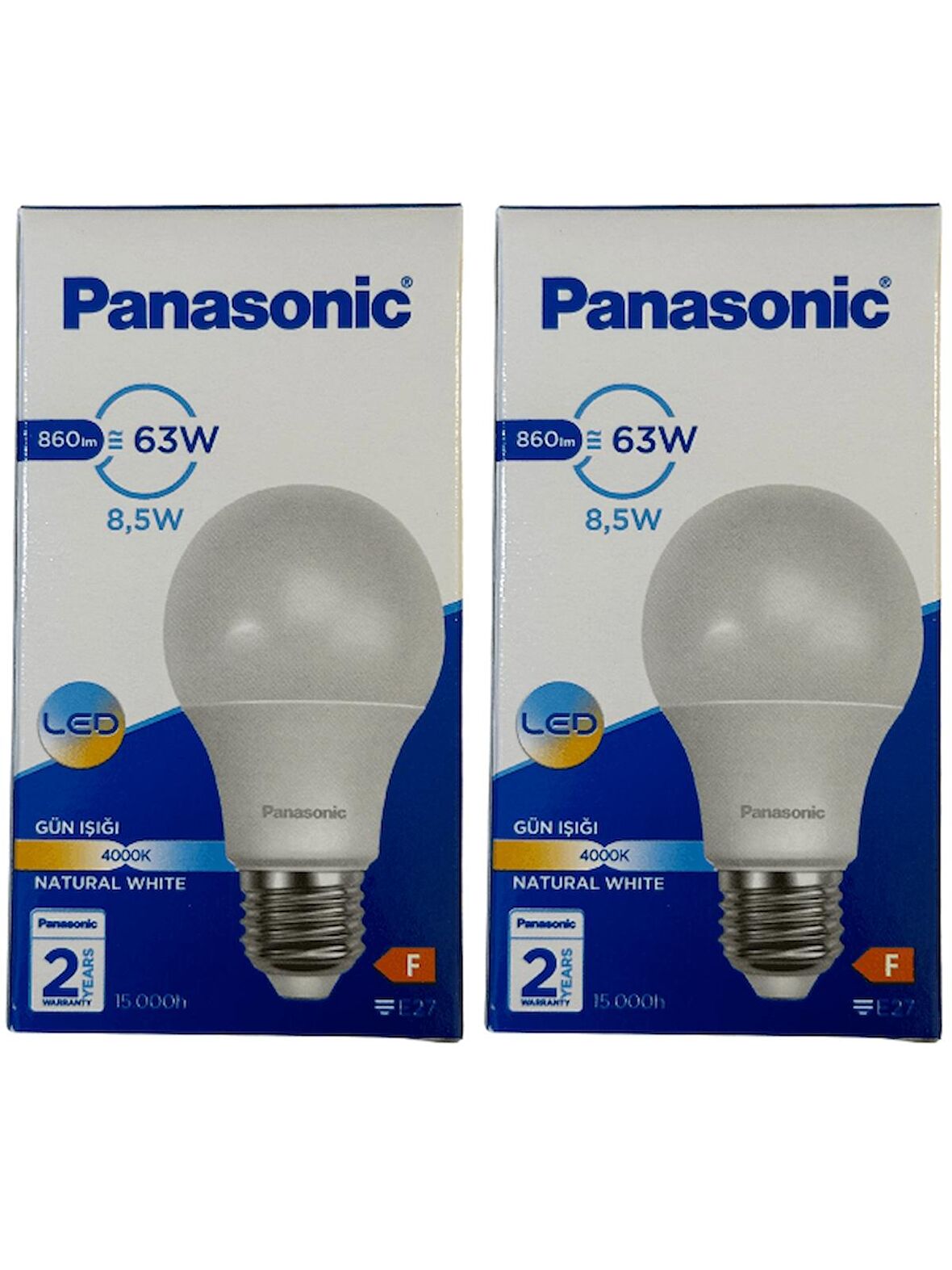 Panasonic 8,5W (63W) 4000K (Günışığı) E27 Duylu Led Ampul (2 Adet)