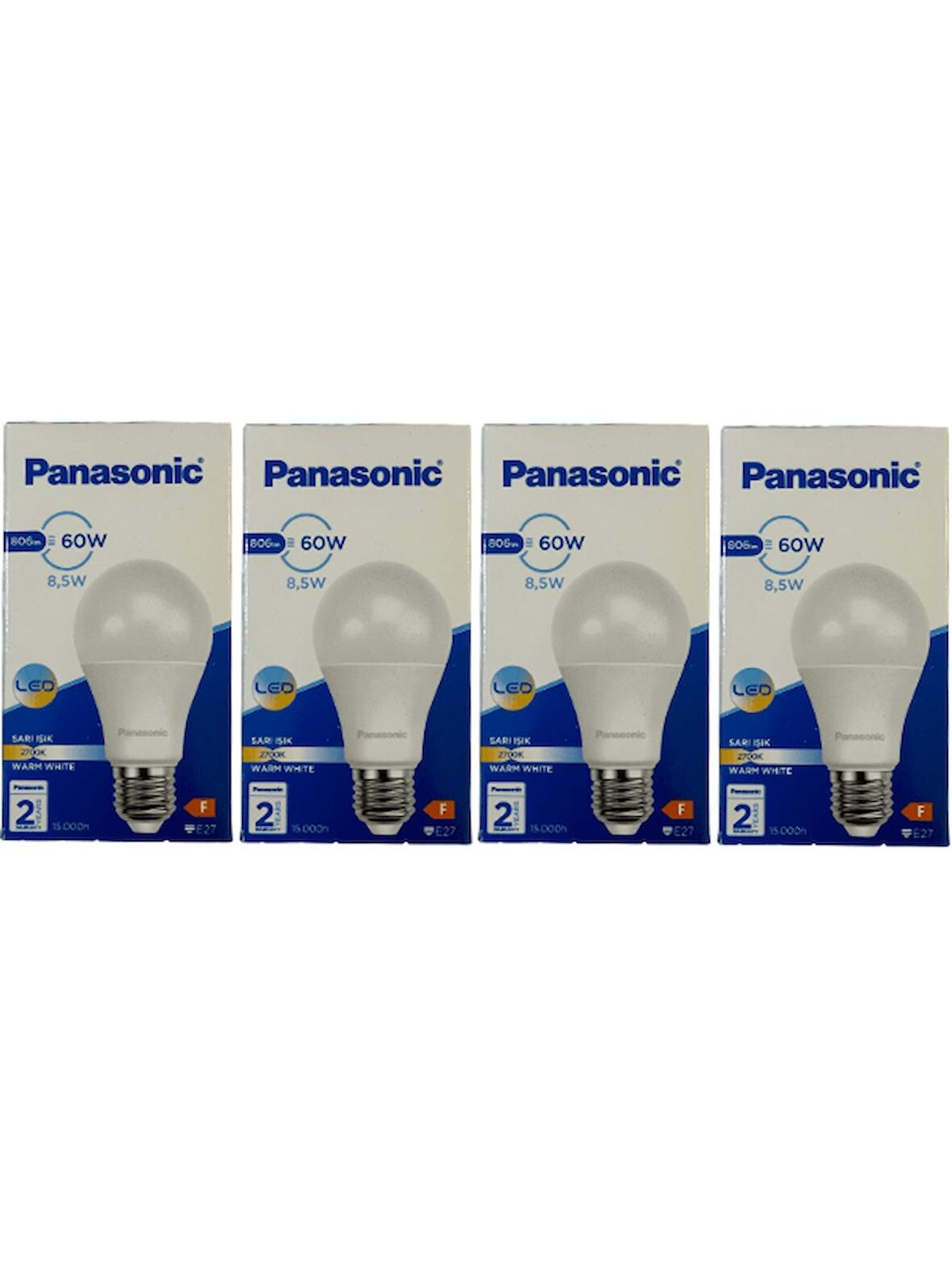 Panasonic 8,5W (60W) 2700K (Sarı Işık) E27 Duylu Led Ampul (4 Adet)