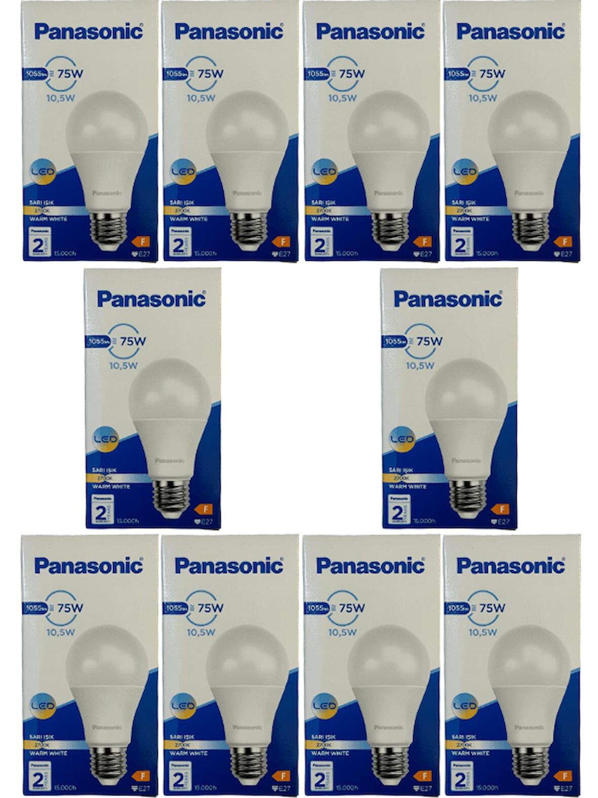 Panasonic 10,5W (75W) 2700K (Sarı Işık) E27 Duylu Led Ampul (10 Adet)