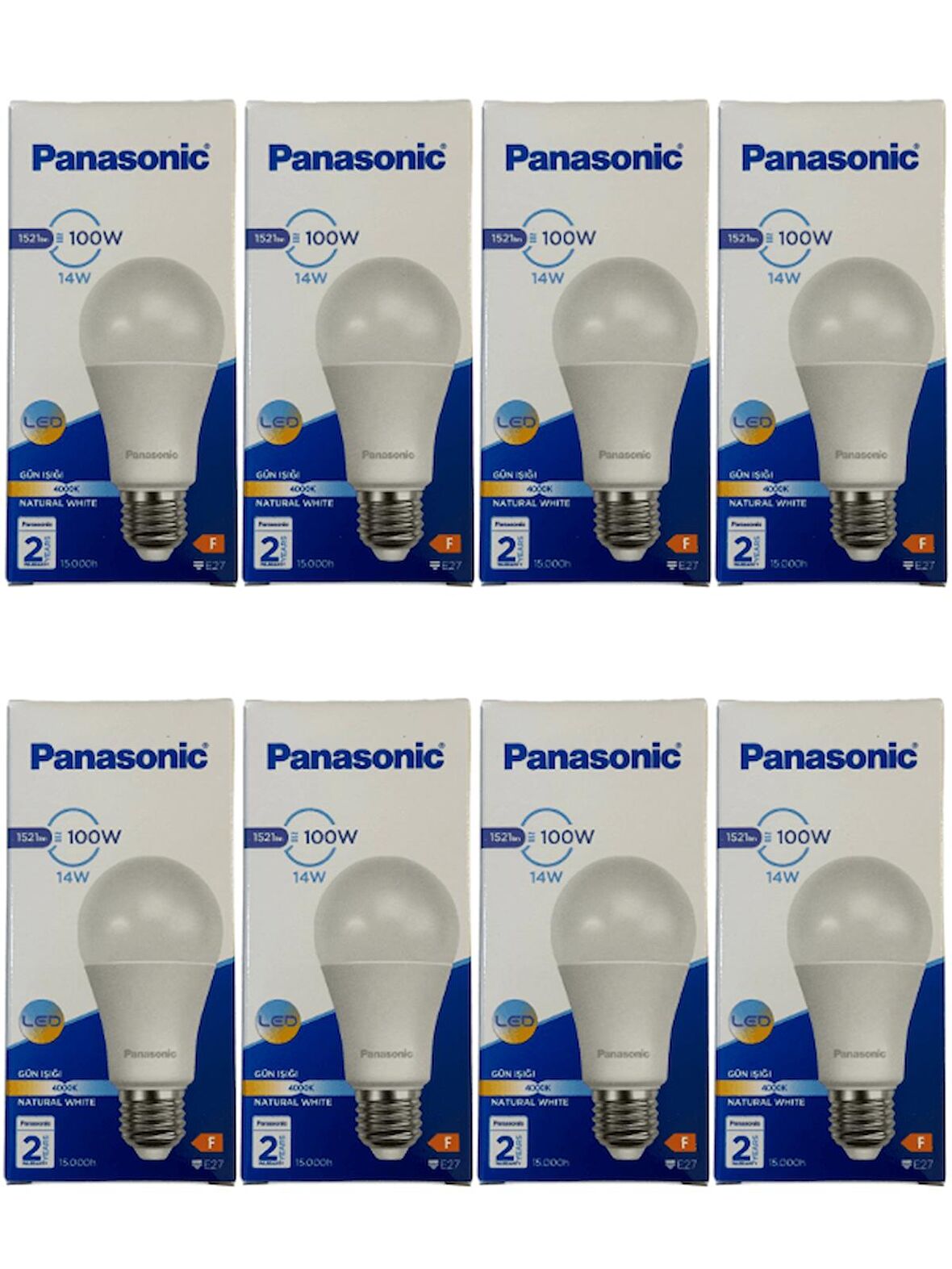 Panasonic 14W (100W) 4000K (Günışığı) E27 Duylu Led Ampul (8 Adet)