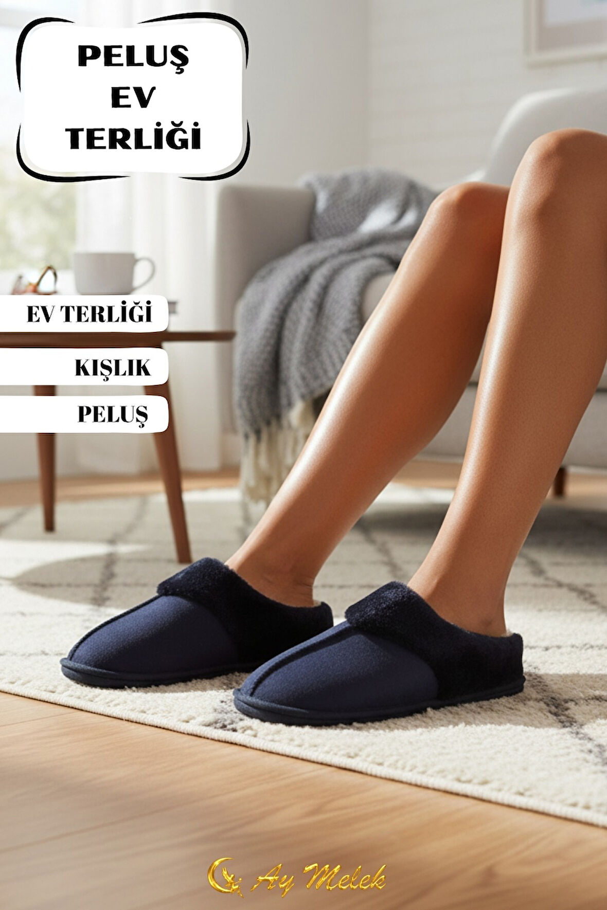 Kadın Ev Terliği İçi Peluş Kışlık Misafir Yumuşak Taban Panduf