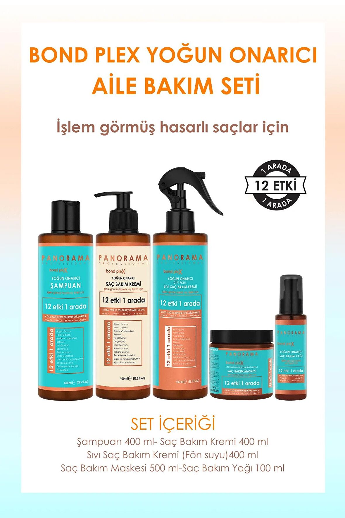 PANORAMA Professional Bond Plex Aile Bakım Seti (Argan-Jojoba-Tee Tree-Hemp Seed) 12 Etki 1 Arada