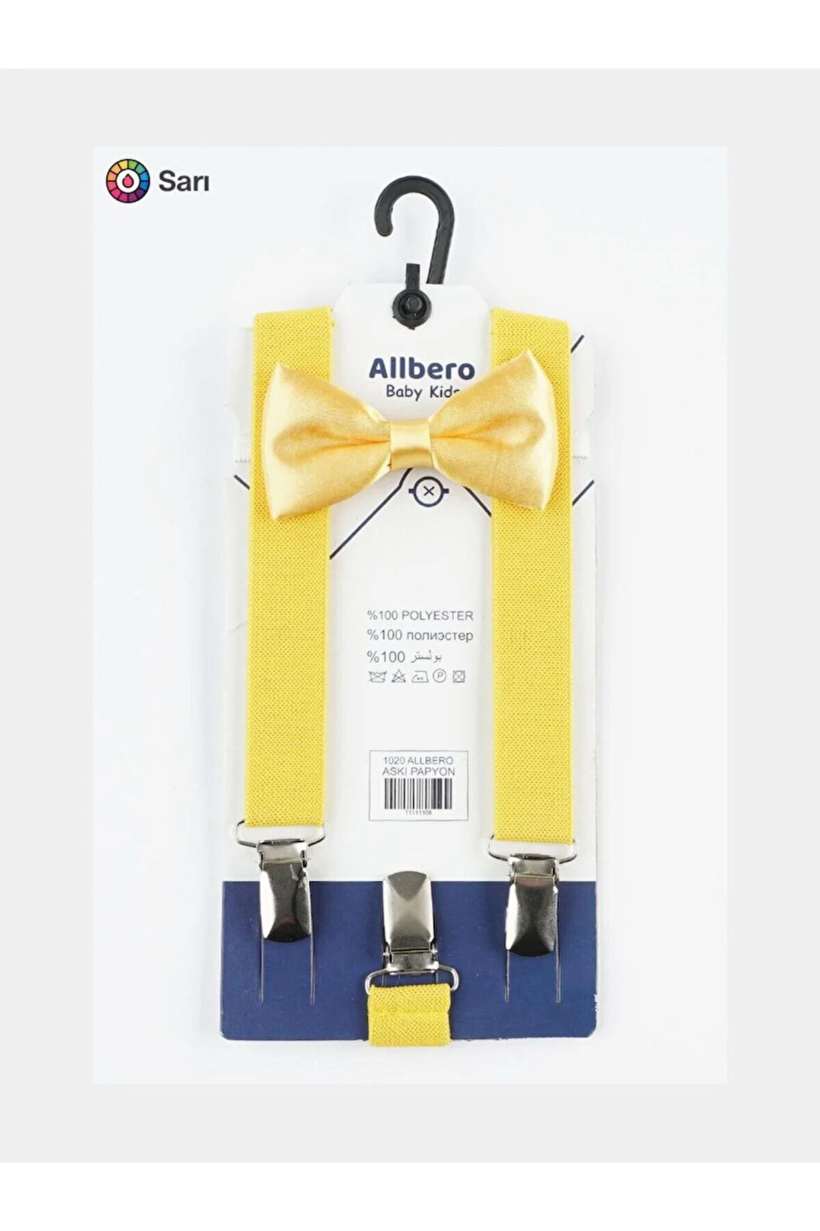 Sarı Çocuk Papyon Pantolon Askı Seti 23 Nisan 19 Mayıs 29 Ekim 10 Kasım Gösteri Kıyafeti