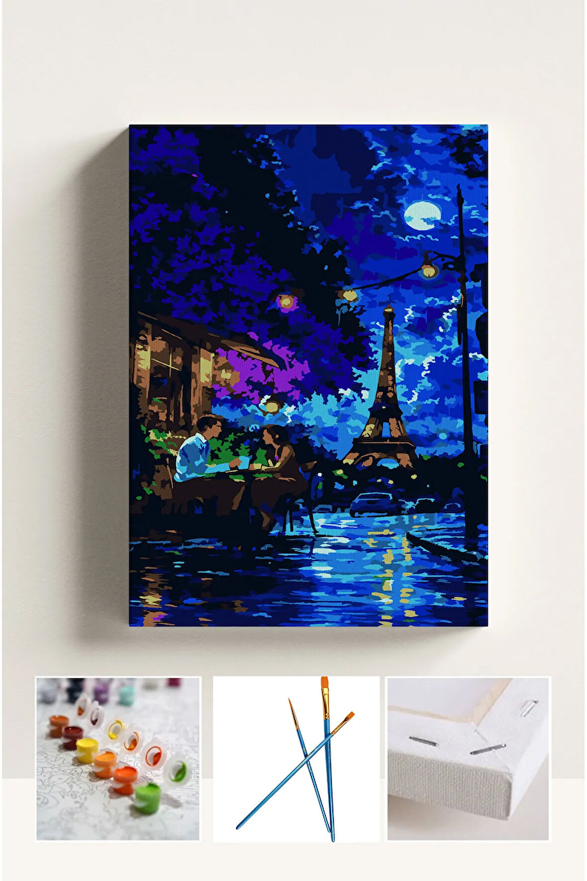 Sayılarla Boyama Seti Numaralı Tuval Fırça Boya PARİSTE GECE 40X50 Cm