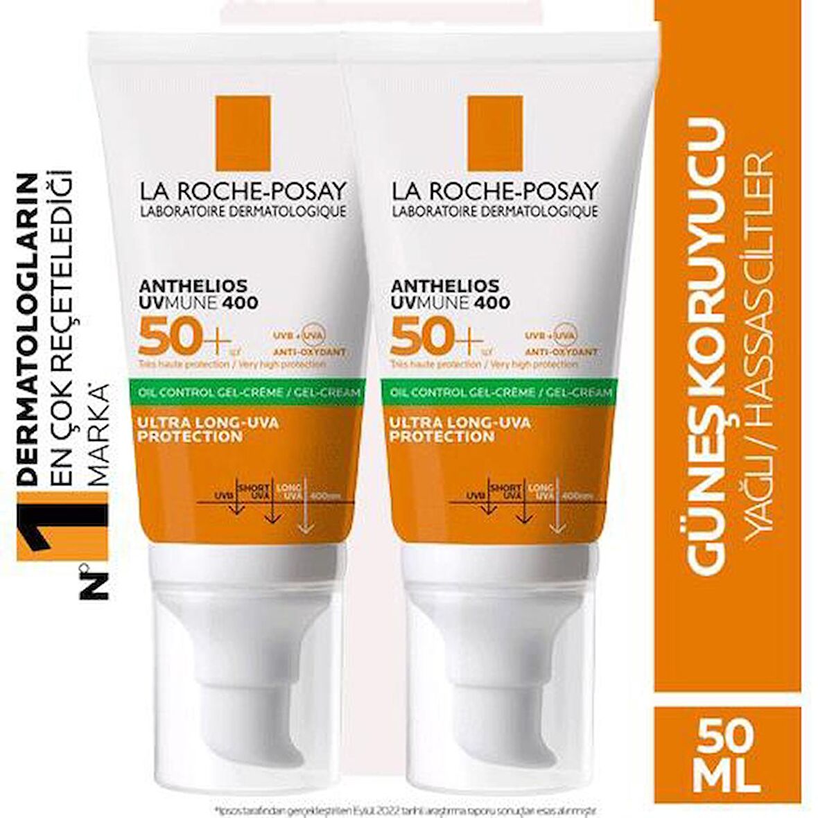 La Roche Posay Anthelios Anti Shine Dry Touch Finish Mattifing Effect Gel Cream SPF50+ 50 ml 2 Adet