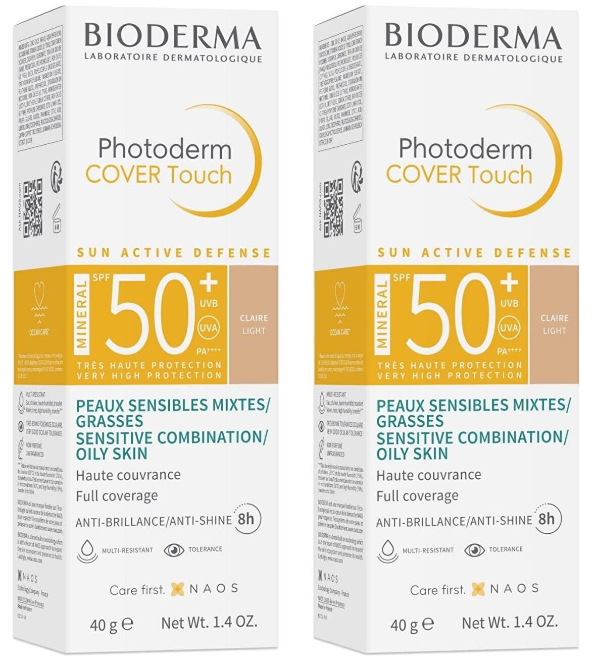 Bioderma Photoderm Cover Touch 50+ Faktör Fondoten Etkili Karma-Yağlı Ciltler İçin Renksiz Yüz Güneş Koruyucu Krem 2x40 ml