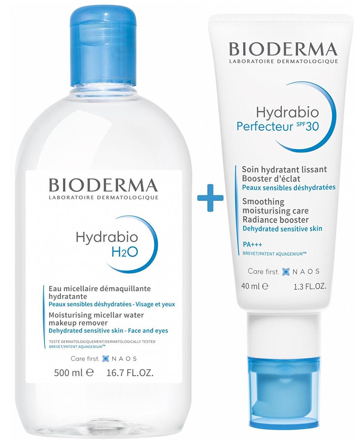 Bioderma Hydrabio Karma ve Yağlı Cilt için Temizleyici Yüz Temizleme Suyu 500 ml & Nemlendirici Krem 40 ml 