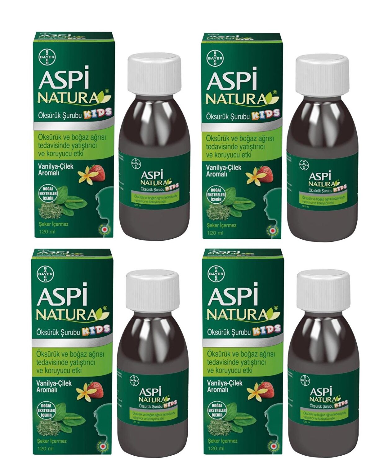 Aspinatura Kids Öksürük Şurubu Vanilya & Çilek 120 ml 4 Adet