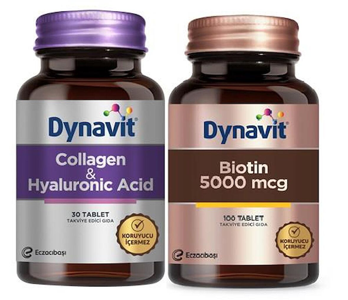 Dynavit Collagen Hyaluronic Acid 30 Tablet + Dynavit Biotin 5000 mcg 100 Tablet