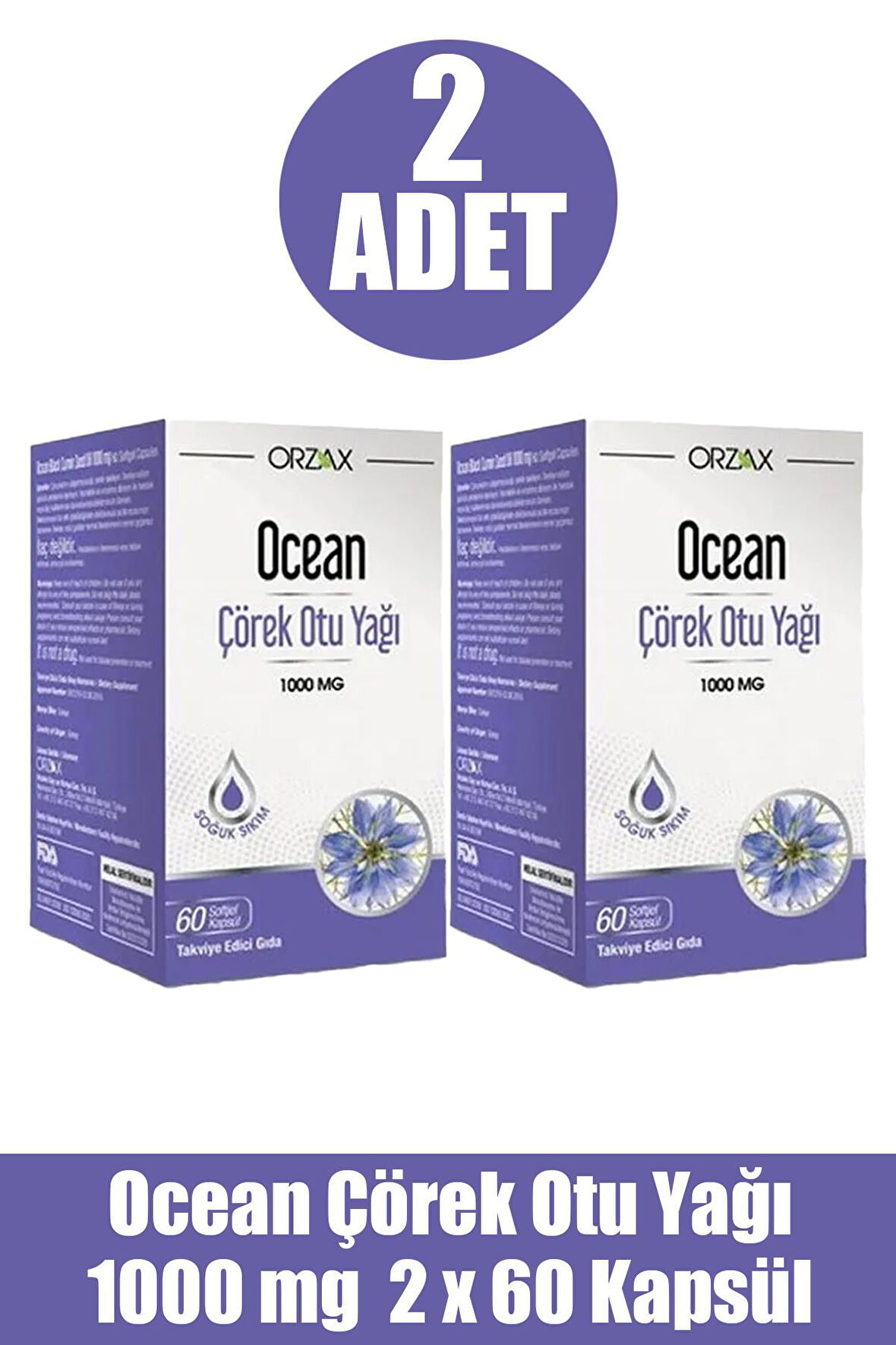 Ocean Çörek Otu Yağı 1000 mg 60 Kapsül 2 ADET