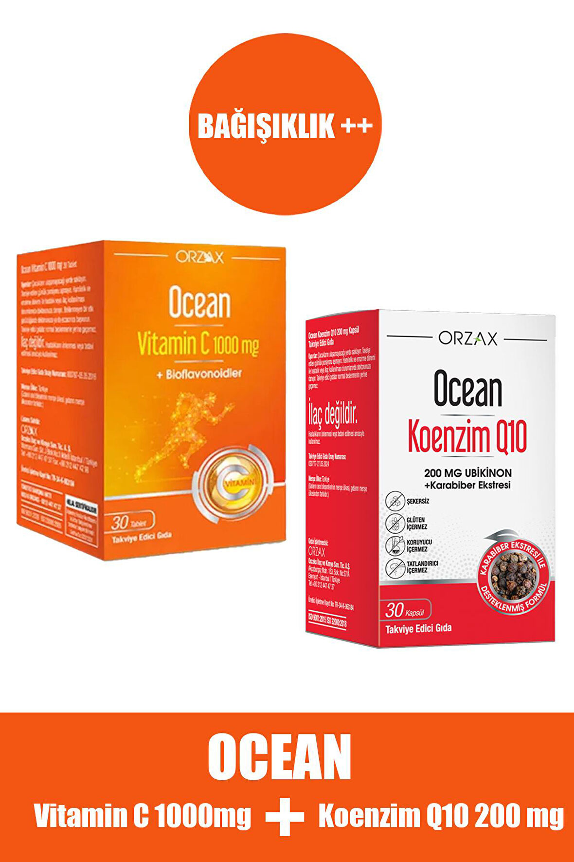 Ocean Vitamin C 1000 mg 30 Tablet + Ocean Koenzim Q10 200 mg 30 Kapsül