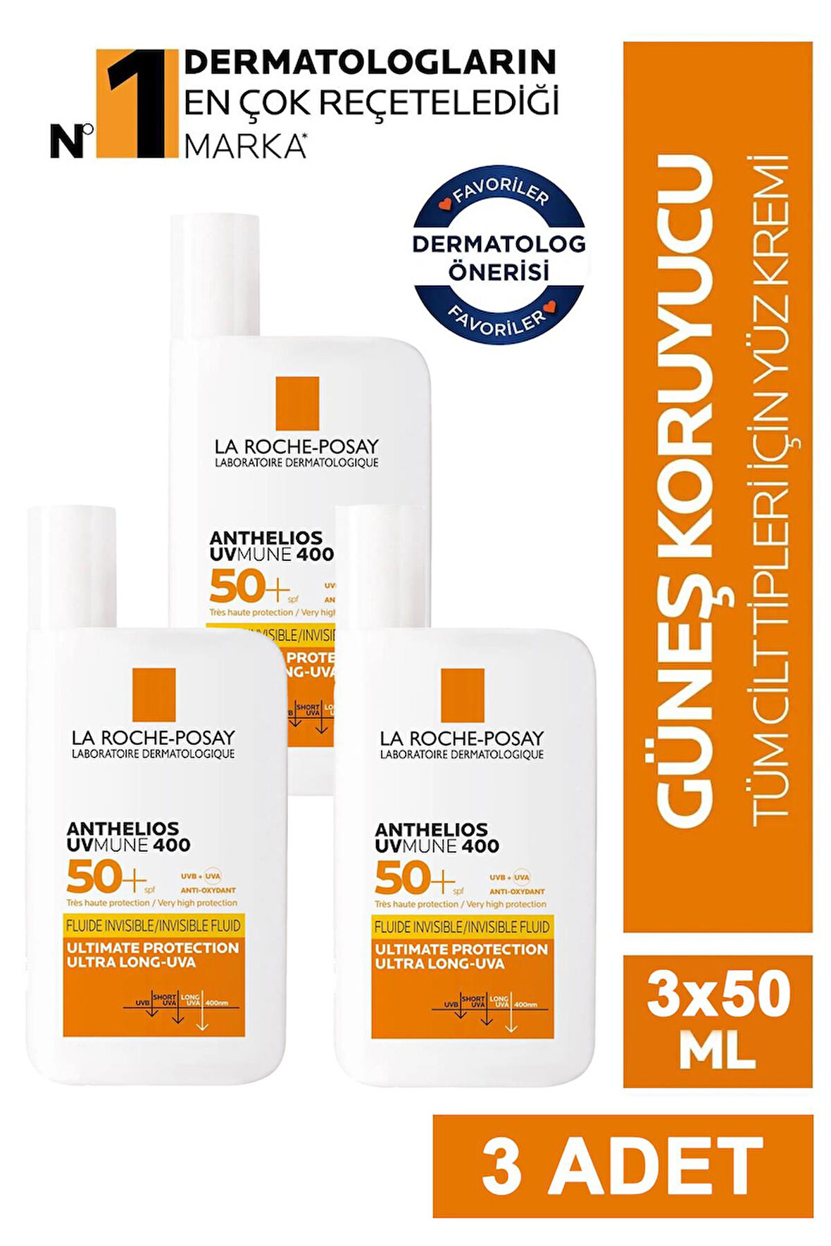 La Roche Posay Anthelios UVmune 400 Invisible Fluid SPF50+ 50 ml 3 Adet