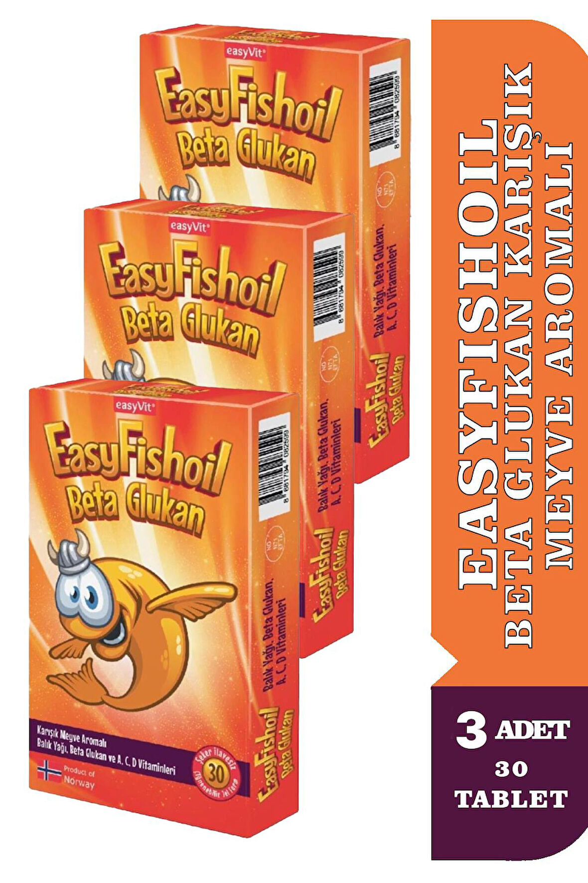 EasyFishoil Beta Glukan Karışık Meyve Aromalı 30 Jel Tablet 3 Adet