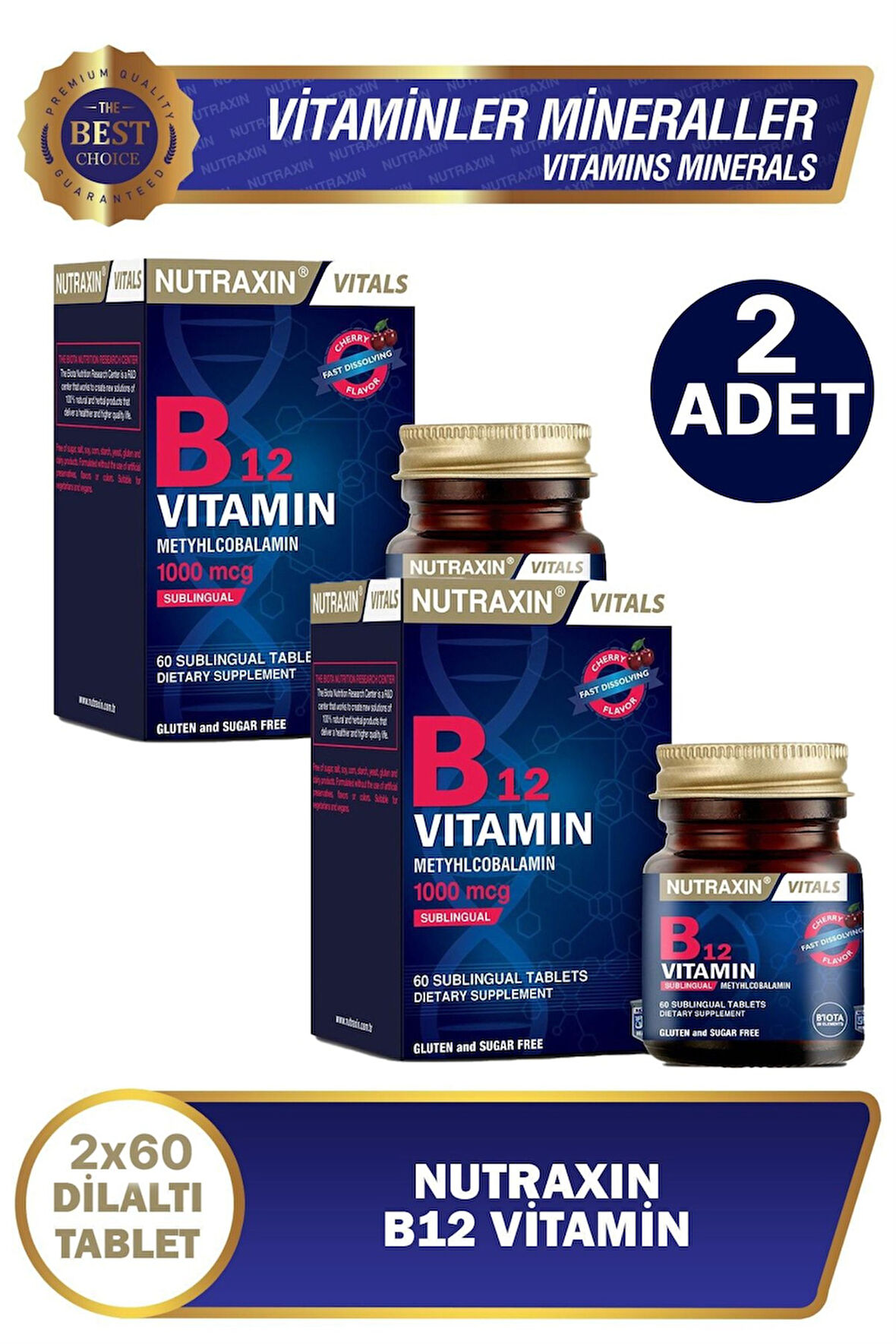 Nutraxin B12 Vitamin 1000 mcg 60 Tablet 2 Adet