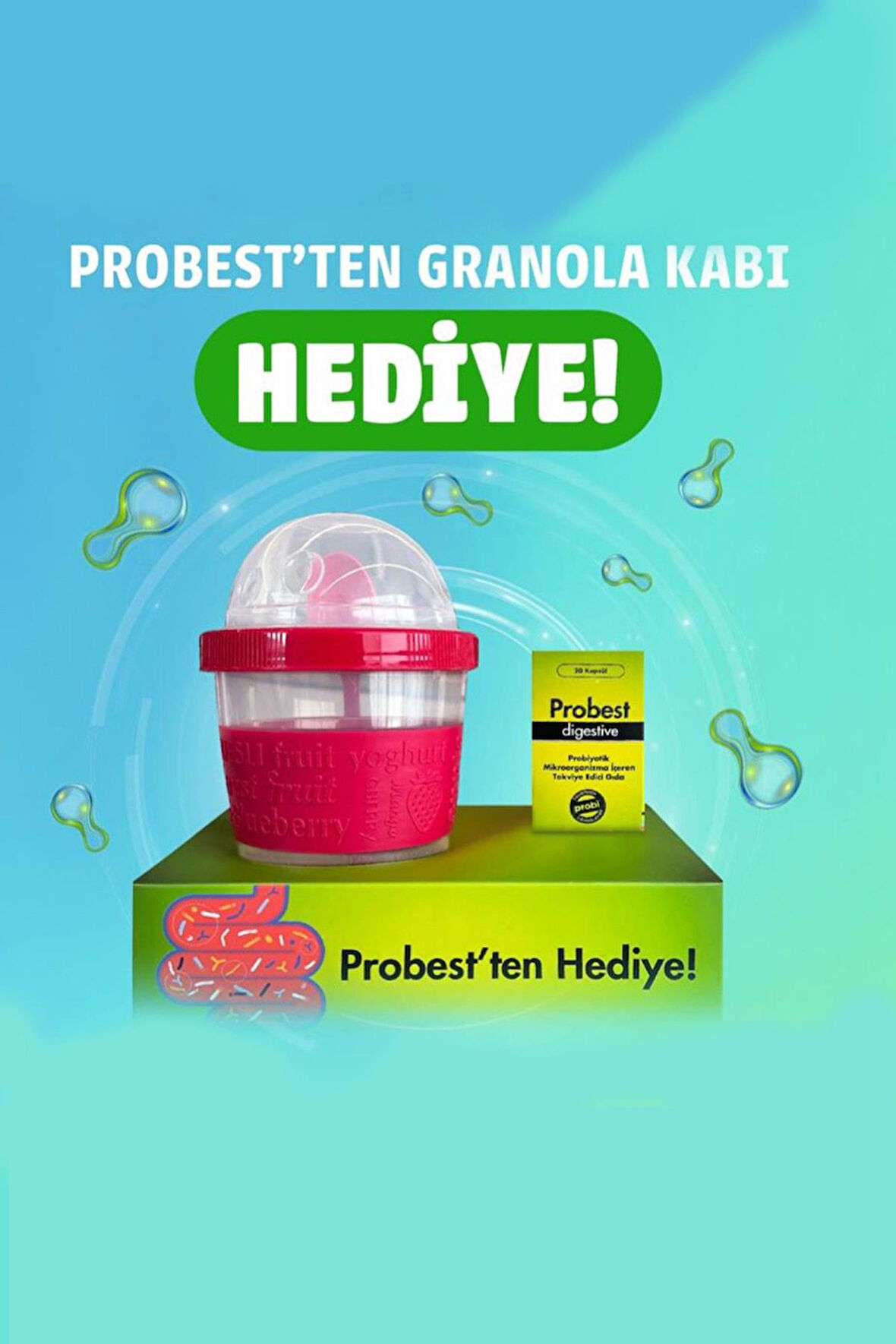 Probest Digestive Probiyotik 20 Kapsül + Granola Kabı HEDİYE