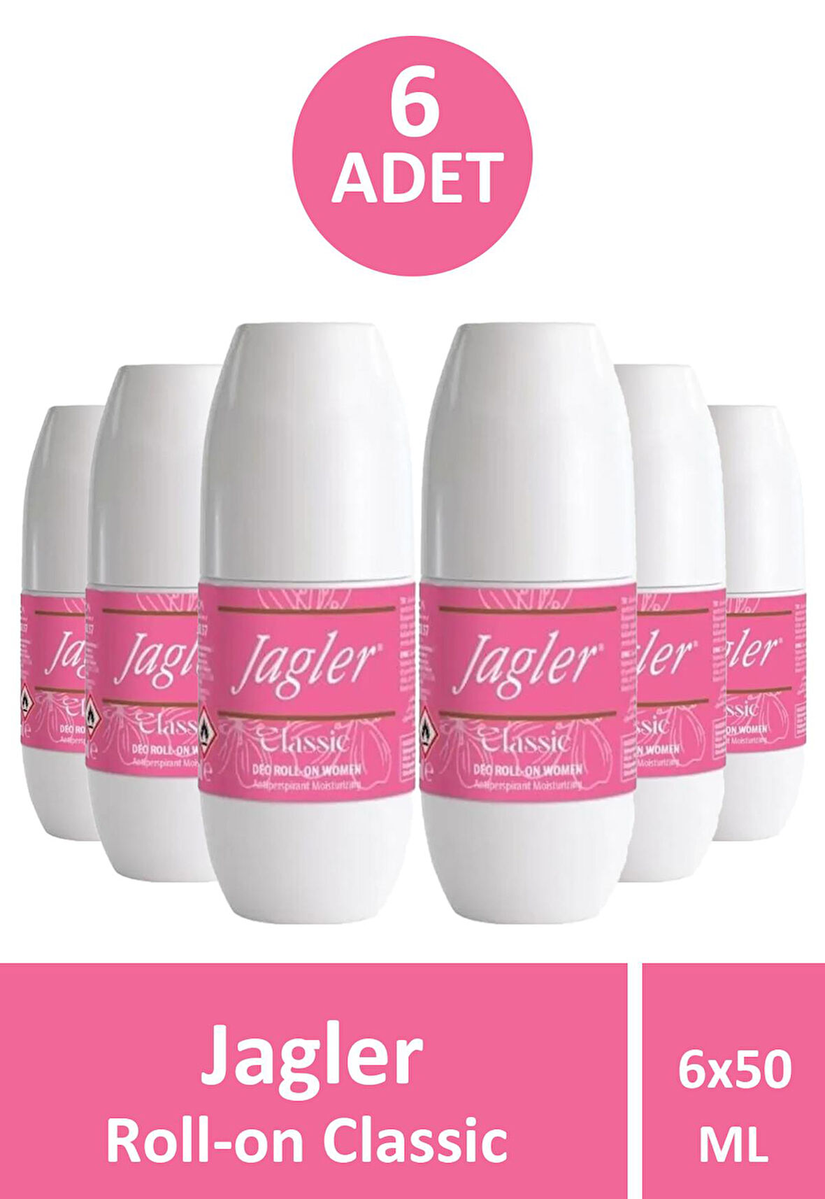 Jagler Classic Bayan Koltuk Altı Rollon 50 ml 6 Adet