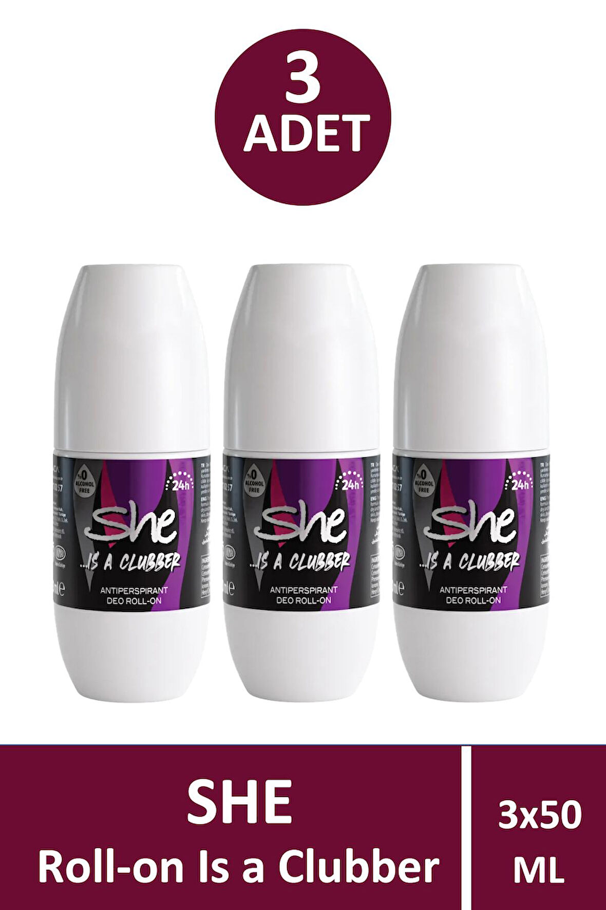 She Clubber Kadın Roll-On 50 ml 3 Adet