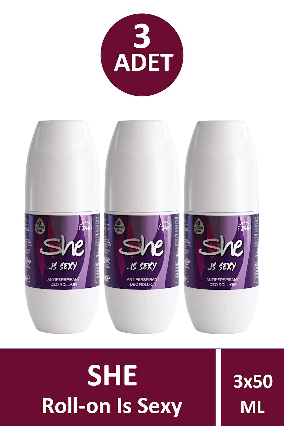 She Is Sexy Roll-On Kadın 50 ml 3 Adet