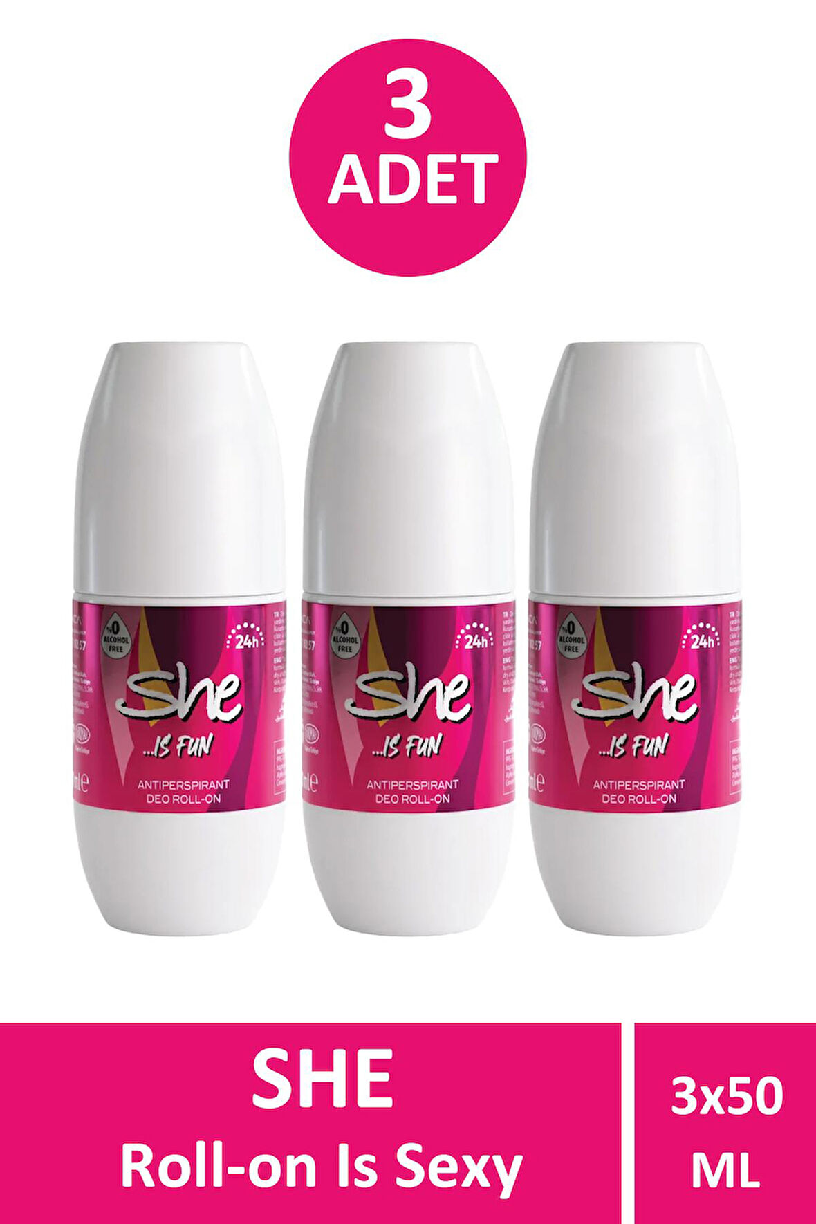 She Is Fun Roll-On Kadın 50 ml 3 Adet