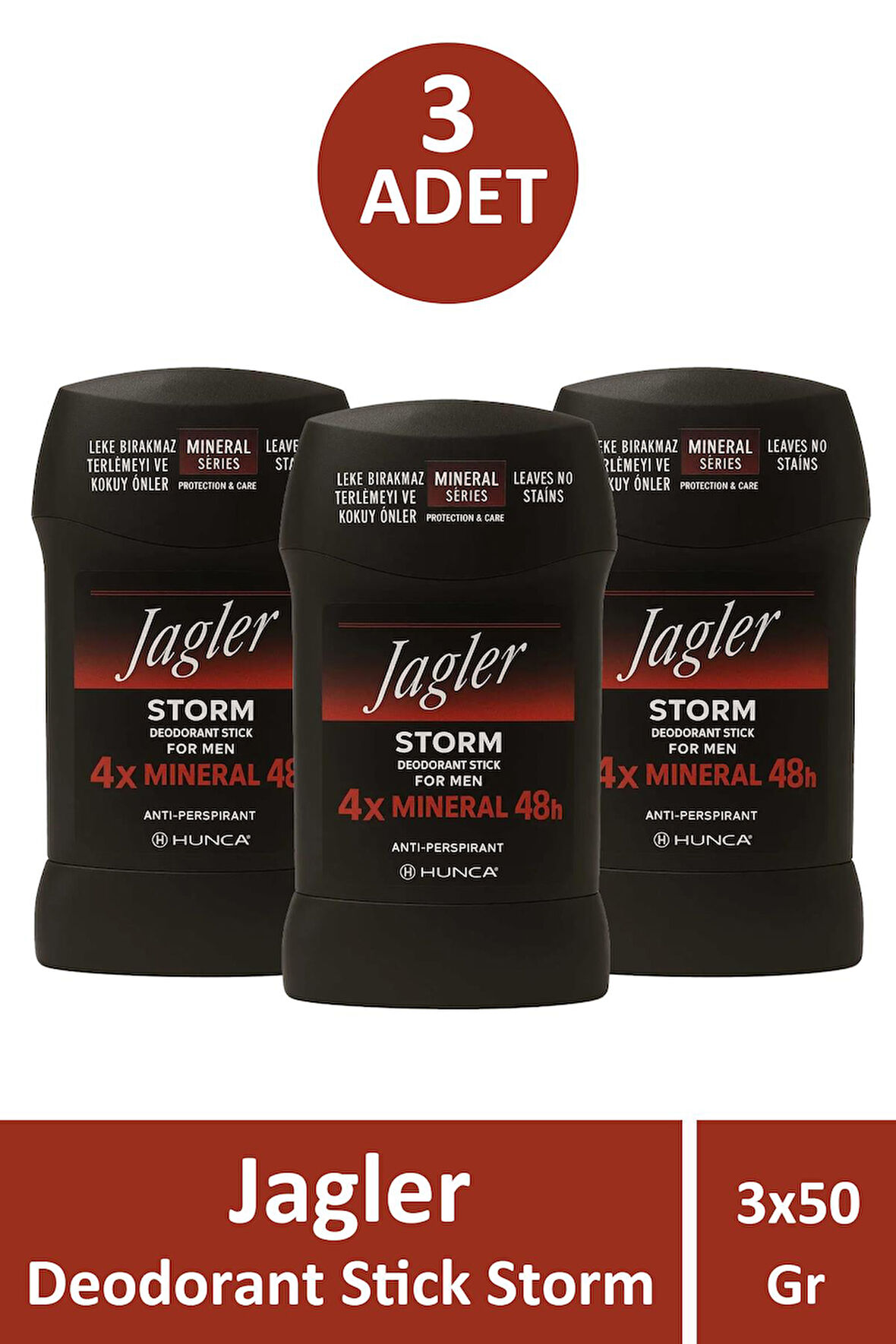 Jagler Storm Deodrant Stick For Men 50 gr 3 Adet
