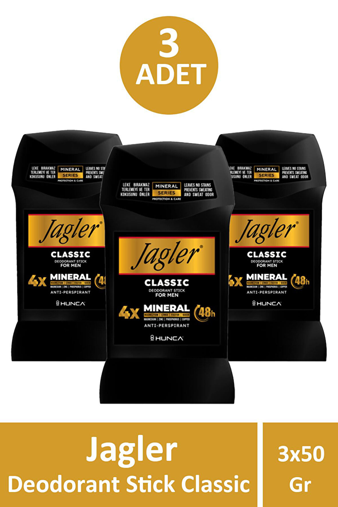 JaglerDeodorant Stick For Men 50 gr 3 Adet