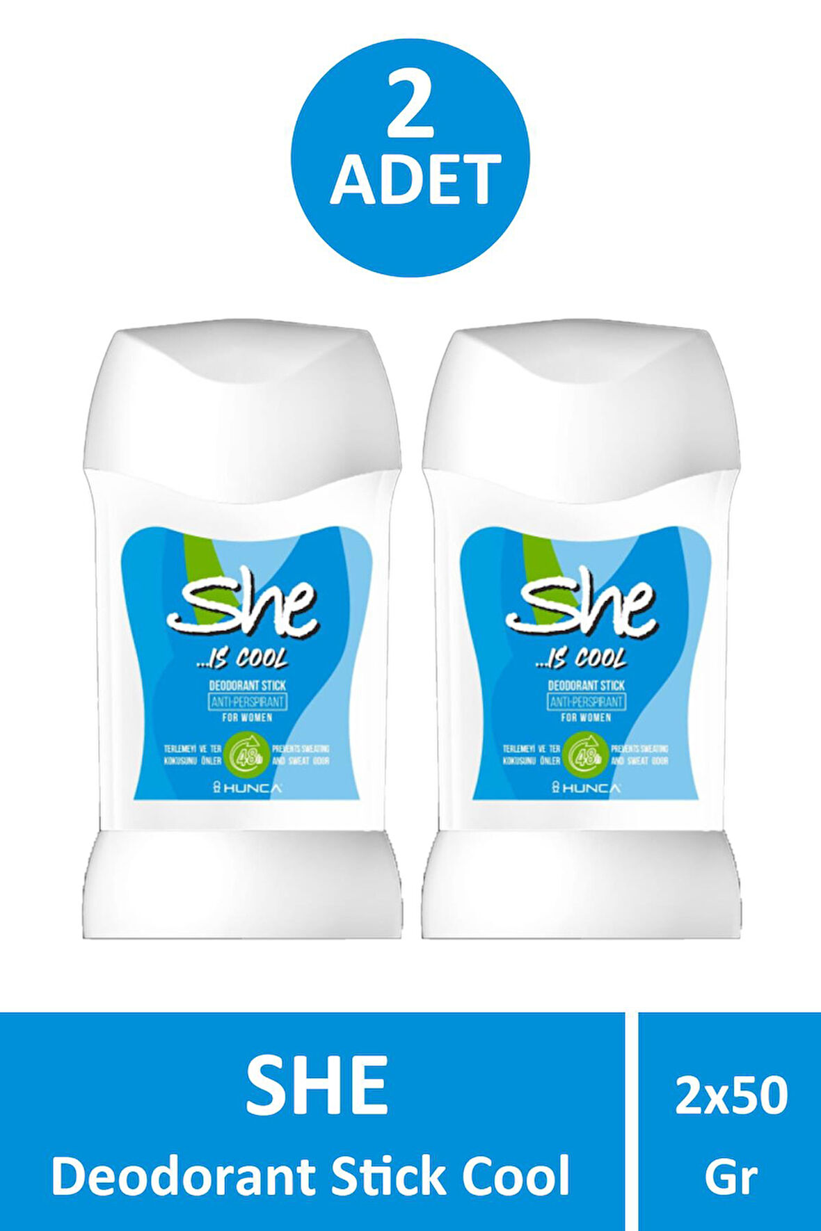 She Cool Deodrant Stick For Women 50 gr 2 Adet