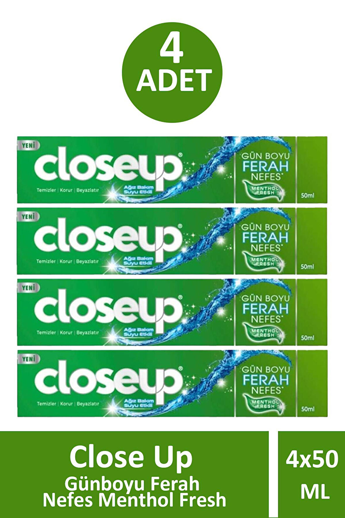 Close Up Günboyu Ferah Nefes Menthol Fresh 50 ml 4 Adet