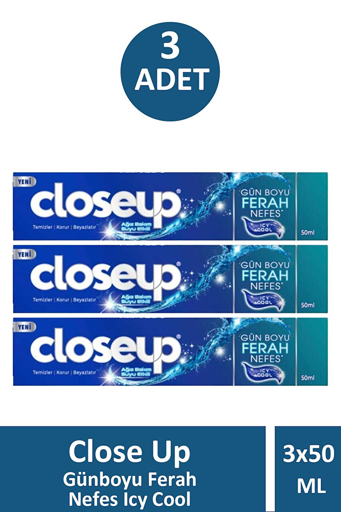 Close Up Günboyu Ferah Nefes Icy Cool 50 ml 3 Adet