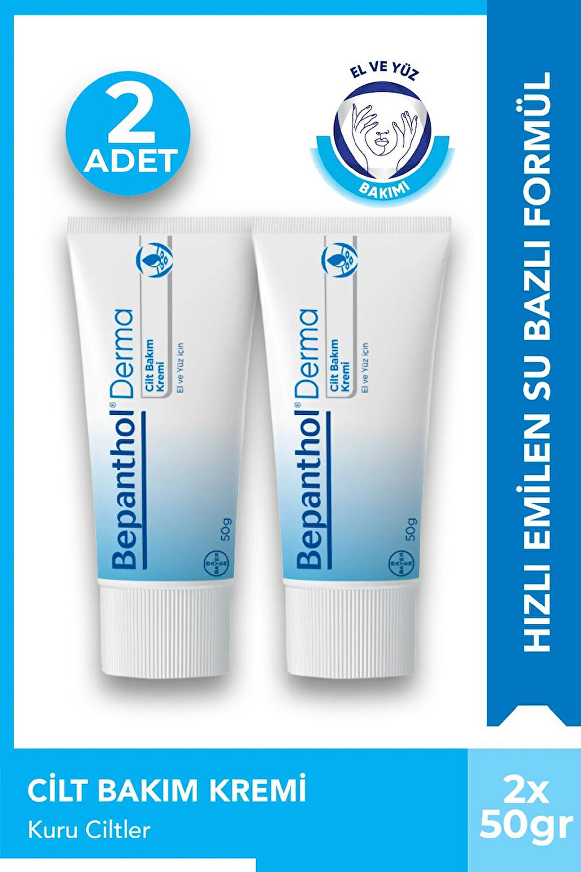 Bepanthol Derma Cilt Bakım Kremi 50 gr 2 Adet